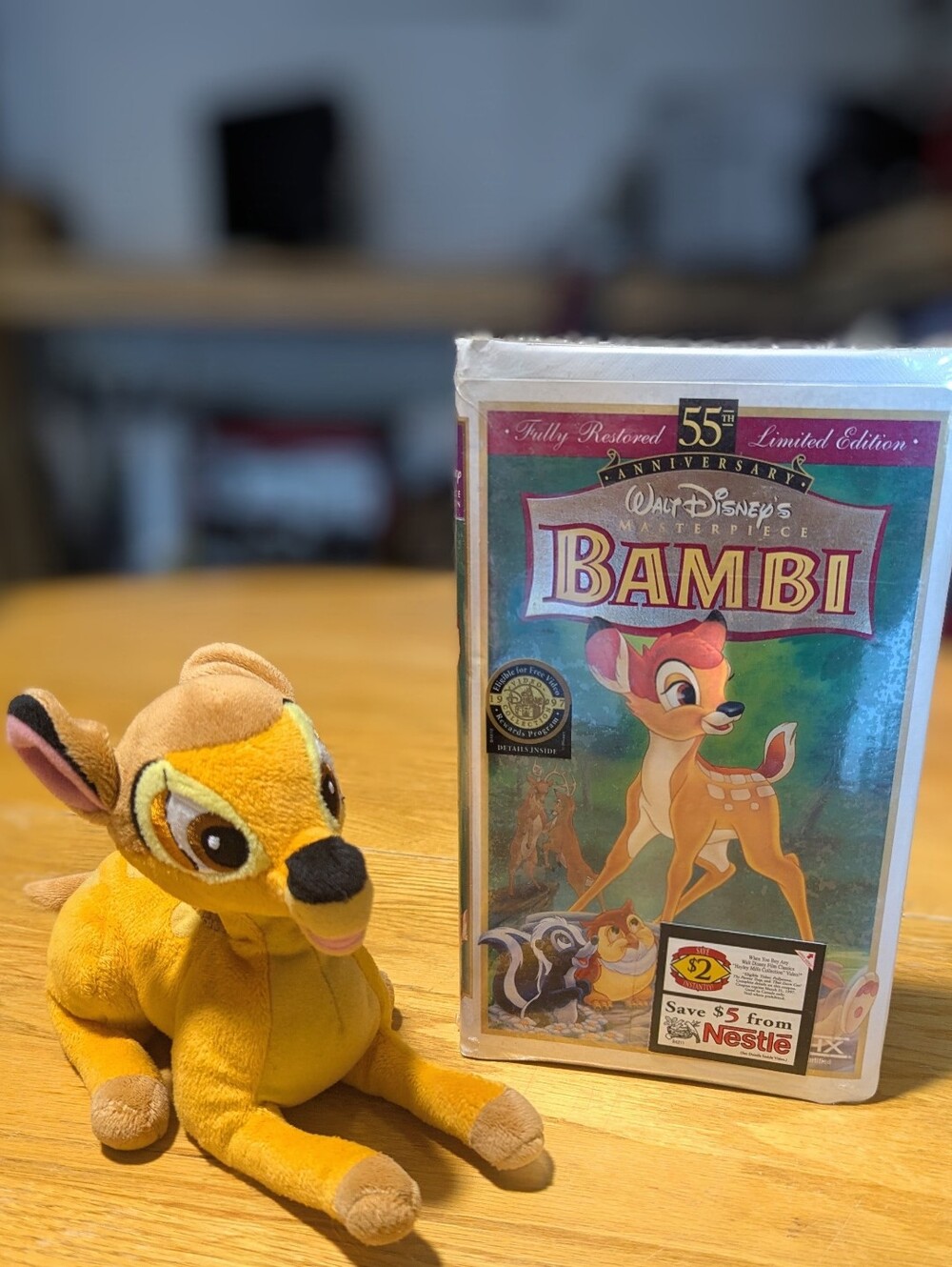 SEALED Disney Bambi VHS and Vintage Plush
